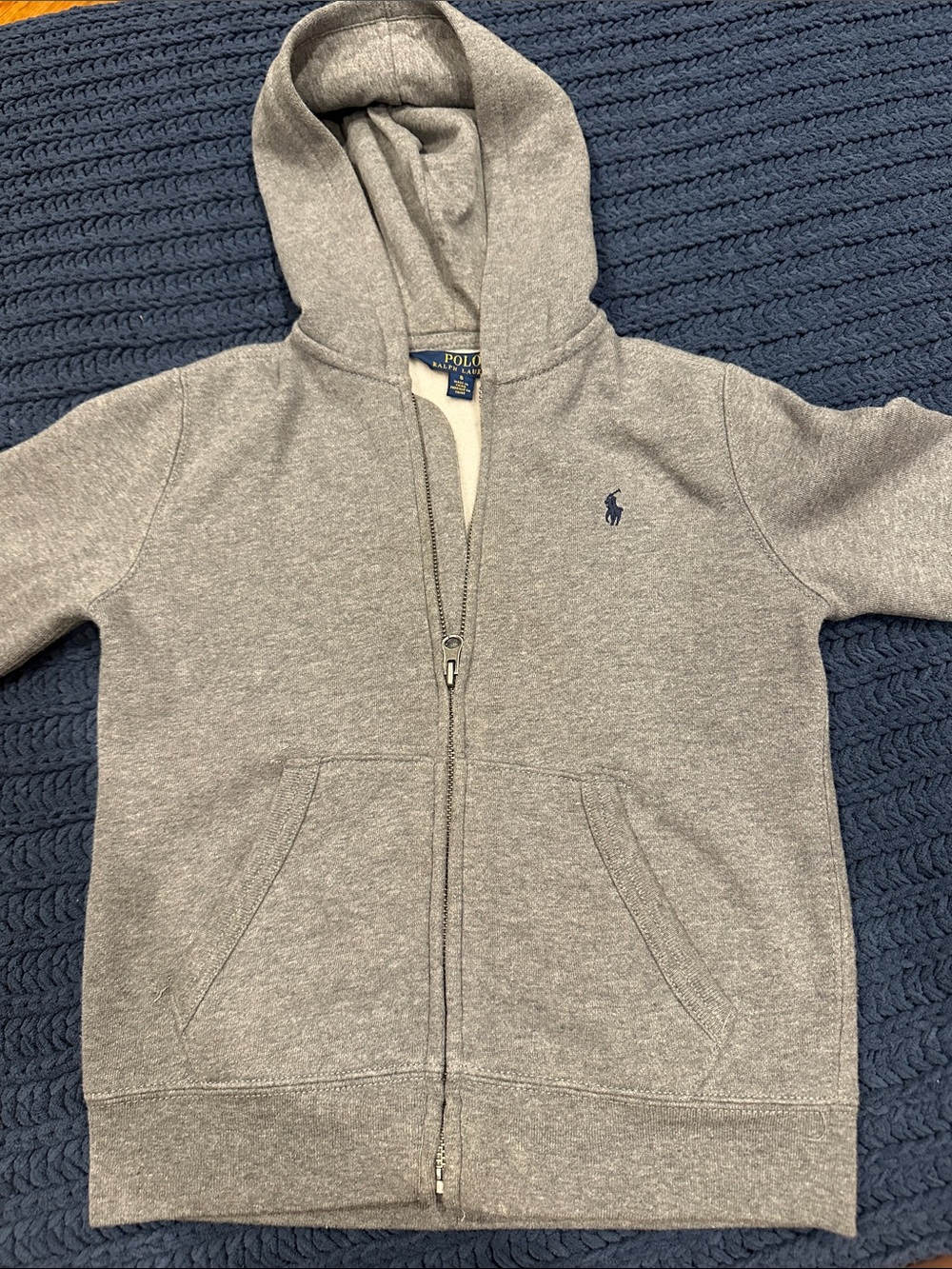 Polo by Ralph Lauren Kids Gray Heather Zip Hoodie with Navy Pony